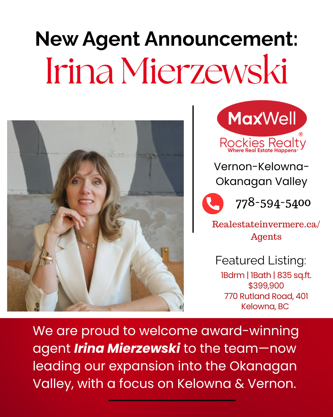 Irina Mierzewski, Okanagan Realtor